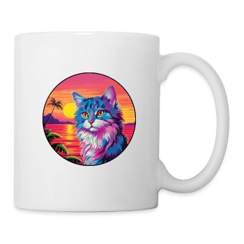 Norwegische Waldkatze, Aquarell-Cartoon Kawaii - Tasse - Weiß - Rechts