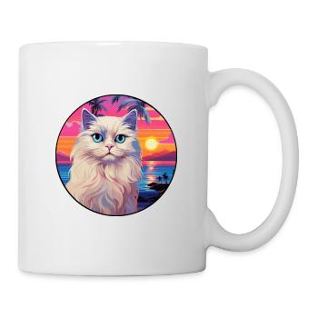 Race de chat Ragdoll aquarelle dessin animé Kawaii animal de compagnie - Mug blanc - blanc - Droite