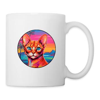 Red Devon Rex Cat Race Aquarelle Dessin Animé Kawaii - Mug blanc - blanc - Droite
