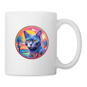 Race de chat bleu russe aquarelle dessin animé Kawaii - Mug blanc - blanc - Droite