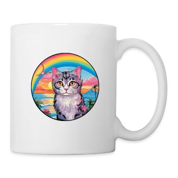 Selkirk Rex Katzenrasse Aquarell Cartoon Kawaii - Tasse - Weiß - Rechts