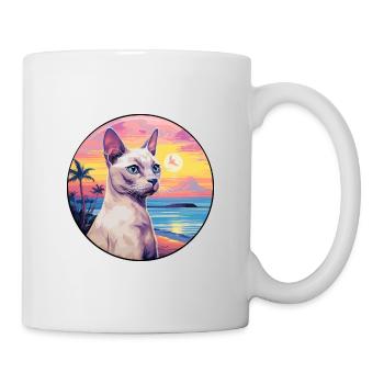 Tonkinois Chat Race Aquarelle Dessin Animé Kawaii Animal De Compagnie - Mug blanc - blanc - Droite