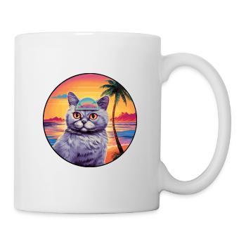 Anglais Argent Chat Race Aquarelle Dessin Animé Kawaii - Mug blanc - blanc - Droite