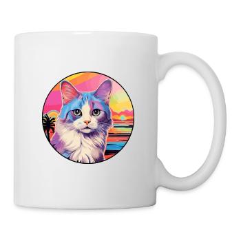 Verdünnte Kattunkatze Rasse Aquarell Karikatur Kawaii - Tasse - Weiß - Rechts