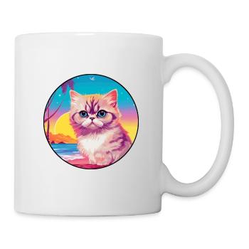Exotische Kurzhaarkatze Aquarell Cartoon Kawaii - Tasse - Weiß - Rechts