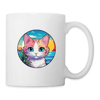 Hantilly Tiffany Katze Aquarell Cartoon Kawaii - Tasse - Weiß - Rechts