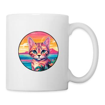 Khao Manee Chat Race Aquarelle Dessin animé Kawaii Pet - Mug blanc - blanc - Droite