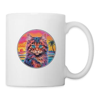 Laperm Chat Race Aquarelle Dessin animé Kawaii Pet - Mug blanc - blanc - Droite