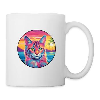 Manx Chat Race Aquarelle Dessin animé Kawaii Animal de compagnie - Mug blanc - blanc - Droite