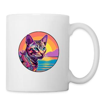 Ocicat Chat Race Aquarelle Dessin animé Kawaii Animal de compagnie - Mug blanc - blanc - Droite