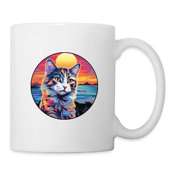 Ragamuffin Chat Race Aquarelle Dessin animé Kawaii Animal de compagnie - Mug blanc - blanc - Droite