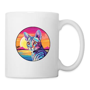 Savannah Cat Breed Watercolor Cartoon Kawaii Pet - Mug - white - Right