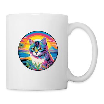 Scottish Straight Cat Aquarell Cartoon Kawaii - Tasse - Weiß - Rechts