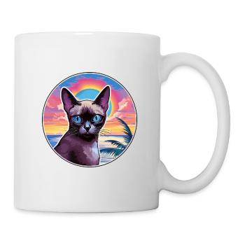 Siamkatze Rasse Aquarell Karikatur Kawaii Haustier - Tasse - Weiß - Rechts