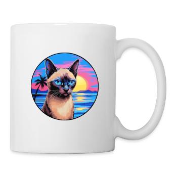Siam Kurzhaarkatze Aquarell Cartoon Kawaii - Tasse - Weiß - Rechts