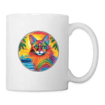 Race de chat somalien aquarelle dessin animé Kawaii animal de compagnie - Mug blanc - blanc - Droite