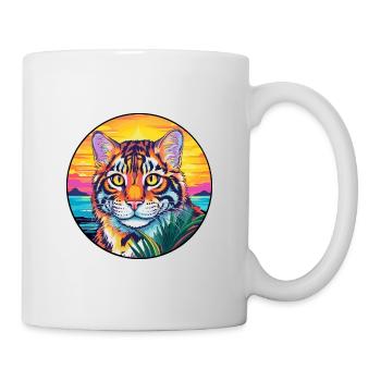 Race de chat tigre aquarelle dessin animé Kawaii animal de compagnie - Mug blanc - blanc - Droite