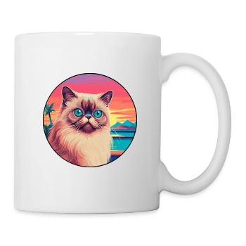 Himalaya-Katzenrasse, Aquarell-Cartoon-Kawaii-Haustier - Tasse - Weiß - Rechts
