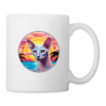 Peterbald Chat Race Aquarelle Dessin animé Kawaii Animal de compagnie - Mug blanc - blanc - Droite
