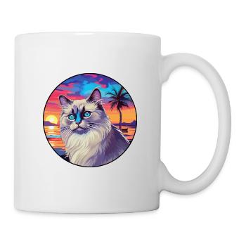 Race de chat Ragdoll aquarelle dessin animé Kawaii animal de compagnie - Mug blanc - blanc - Droite