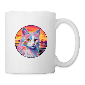 Turkish Angora Cat Breed Watercolor Cartoon Kawaii - Mug - white - Right