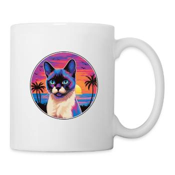 Schneeschuh-Katzenrasse-Aquarell-Cartoon-Kawaii-Haustier - Tasse - Weiß - Rechts