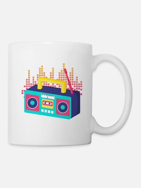 Des vibrations groovy avec une radio rétro - Mug blanc - blanc