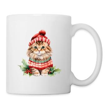 Katze im Weihnachtslook - Tasse - Weiß - Rechts