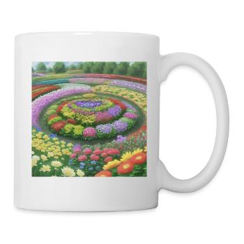 Blumengarten-Druck - Tasse - Weiß - Rechts