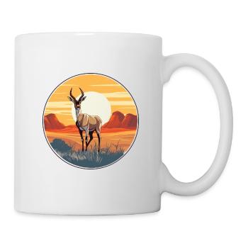 Antelope Colorful Watercolor Cartoon Kawaii Animal - Mug - white - Right
