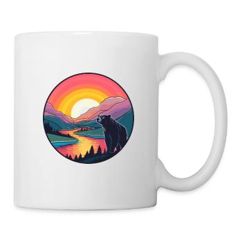 Bär buntes Aquarell Cartoon Kawaii Tier - Tasse - Weiß - Rechts