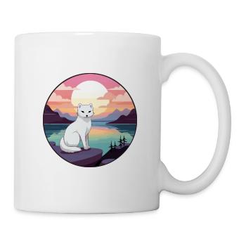 Polarfuchs Bunte Aquarell-Karikatur Kawaii Haustier - Tasse - Weiß - Rechts