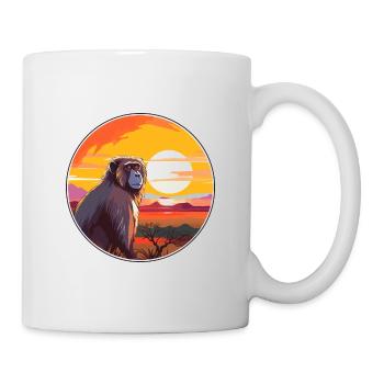Babouin Aquarelle Colorée Dessin Animé Kawaii Animal - Mug blanc - blanc - Droite