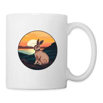 Kaninchen buntes Aquarell Cartoon Kawaii Tier - Tasse - Weiß - Rechts