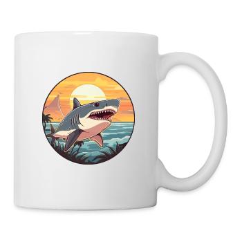 Requin Aquarelle Colorée Dessin Animé Kawaii Animal - Mug blanc - blanc - Droite