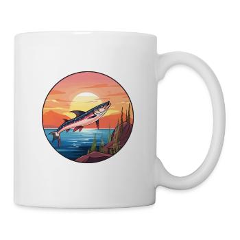 Barracuda Aquarelle Colorée Dessin Animé Kawaii Pet - Mug blanc - blanc - Droite