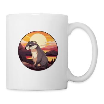 Blaireau Aquarelle Colorée Dessin Animé Kawaii Animal - Mug blanc - blanc - Droite