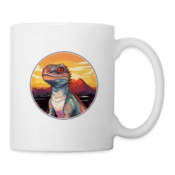 Basilisk Buntes Aquarell Cartoon Kawaii Tier - Tasse - Weiß - Rechts