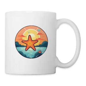 Seestern Buntes Aquarell Cartoon Kawaii Tier - Tasse - Weiß - Rechts