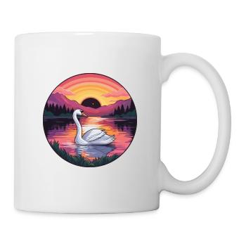 Cygne Aquarelle Colorée Dessin Animé Kawaii Animal - Mug blanc - blanc - Droite