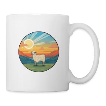 Schaf Buntes Aquarell Cartoon Kawaii Tier - Tasse - Weiß - Rechts