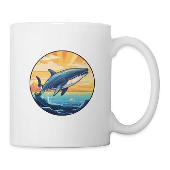 Blue Whale Colorful Watercolor Cartoon Kawaii Pet - Mug - white - Right