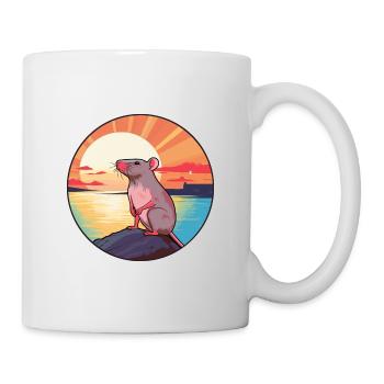 Rat Colorful Watercolor Cartoon Kawaii Animal - Mug - white - Right