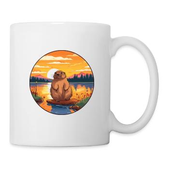Beaver Colorful Watercolor Cartoon Kawaii Animal - Mug - white - Right