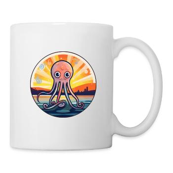 Squid Colorful Watercolor Cartoon Kawaii Animal - Mug - white - Right