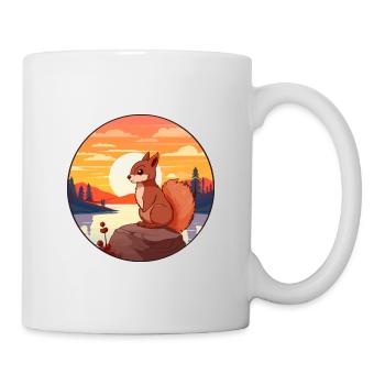 Eichhörnchen buntes Aquarell Cartoon Kawaii Tier - Tasse - Weiß - Rechts