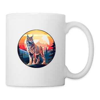 Luchs Buntes Aquarell Cartoon Kawaii Tier - Tasse - Weiß - Rechts