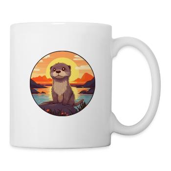 Otter Colorful Watercolor Cartoon Kawaii Animal - Mug - white - Right
