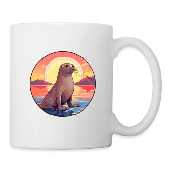 Seal Colorful Watercolor Cartoon Kawaii Animal - Mug - white - Right