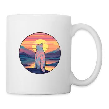 Katze buntes Aquarell Cartoon Kawaii Tier - Tasse - Weiß - Rechts